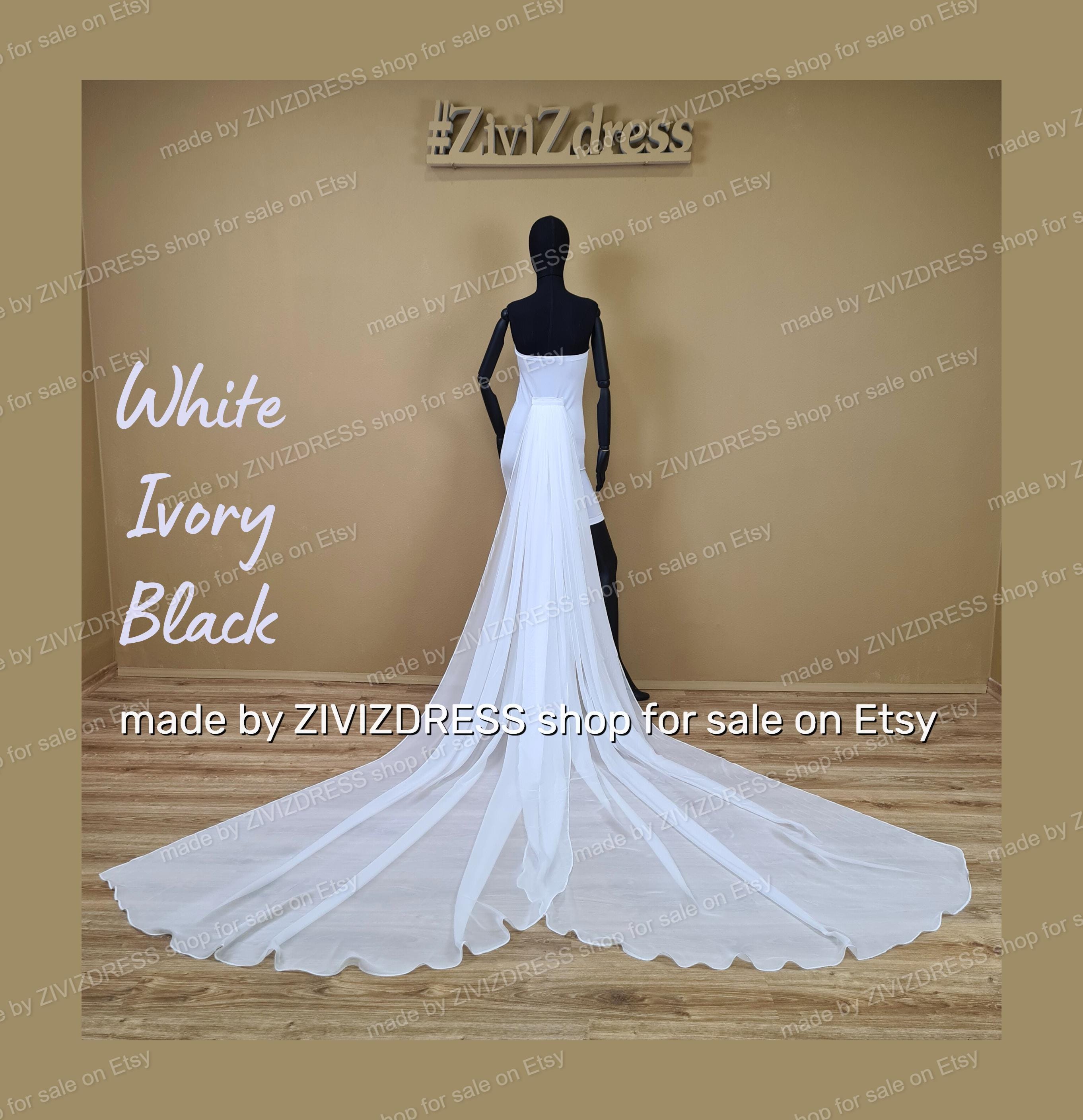 Cola de novia de gasa desmontable: estilo alas de mariposa