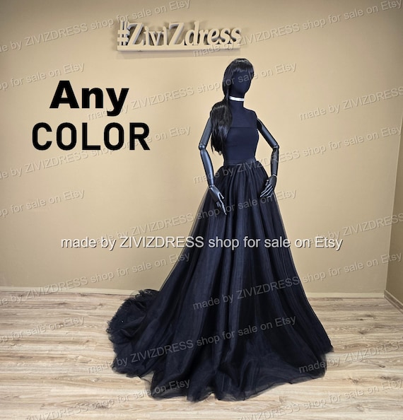 Sobrefalda de tul negra, Falda de novia negra, Vestido de novia