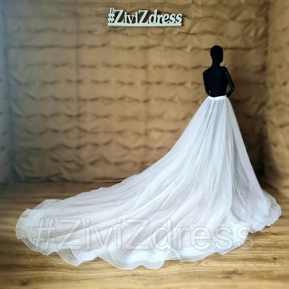 Glitter Tulle Detachable Wedding Train Sparkle Detachable Train