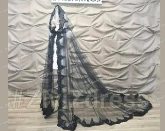 Lace Wedding Cape: Black Gothic Bridal Cover-Up