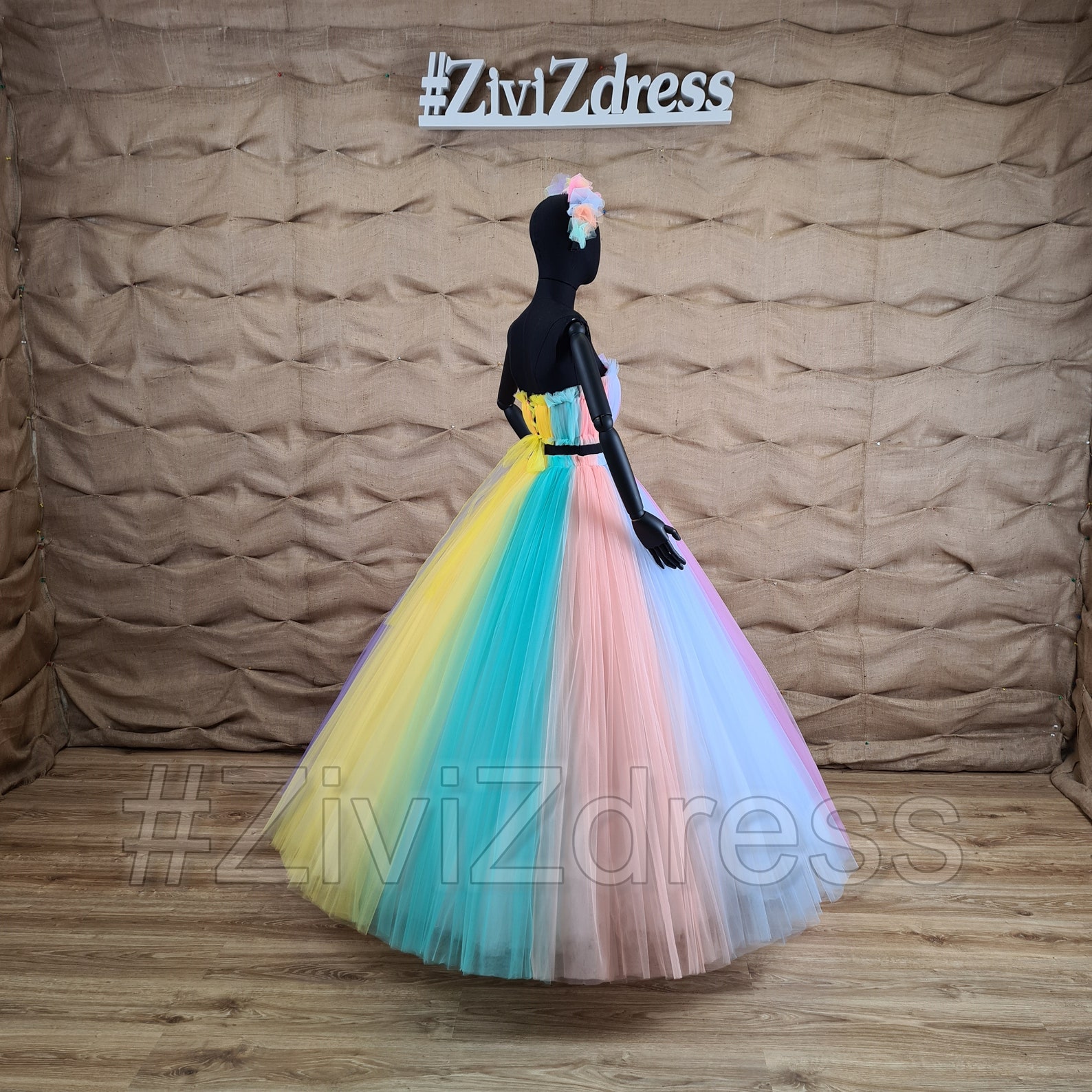 Rainbow Wedding Dress Multicolor Bridal Dress Rainbow - Etsy