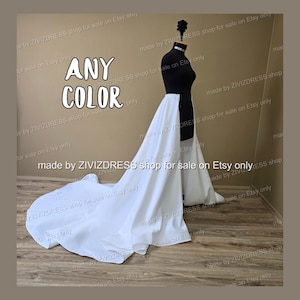 Detachable Bridal Satin Overskirt: Open Front Wedding Skirt