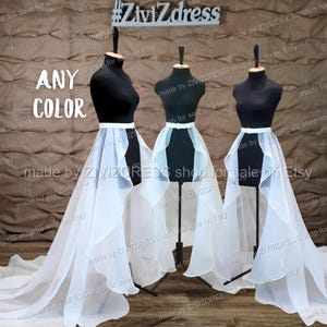 Organza Bridal Skirt: Detachable Wedding Train with Lace Belt
