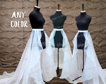 Organza Bridal Skirt: Detachable Wedding Train with Lace Belt