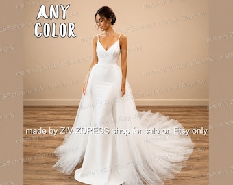 Detachable Tulle Overskirt: Bridal Removable Train, Open Front Tulle Skirt, Wedding skirts