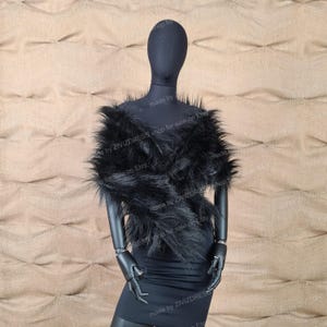 Black Faux Fur Bridal Wrap: Cape Bolero Stole