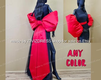 Satin Dress Big Bow: Detachable Giant Bow - Shawl, Sleeves-Bows