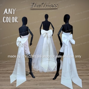 Satin Detachable Dress Bow: Giant Removable Bow with Tails