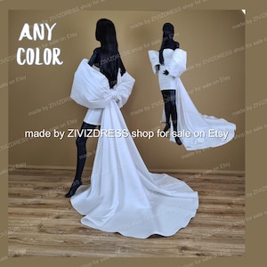 Detachable Satin Bridal Train with Bow