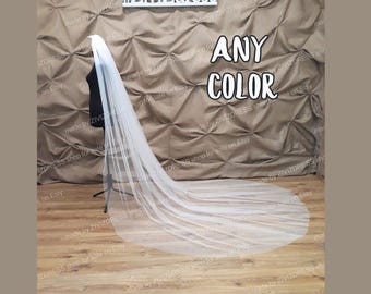 Velo de novia estilo catedral: tul suave para novia, cualquier color