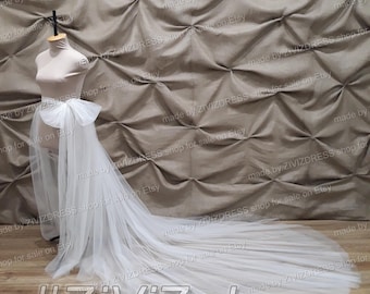 Bridal Detachable Tulle Train- 2 Layers with Tulle Belt