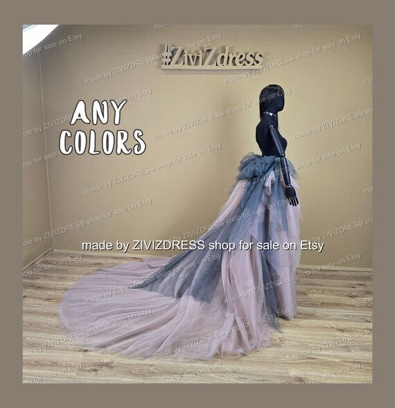 Detachable Tulle Wedding Train: Blush, Gray, Ombre Bridal