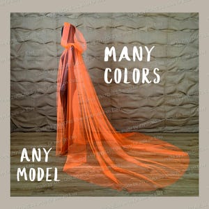 Orange Tulle Cape with Hood: Halloween Costume, Chapel Mantilla