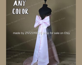 Pink Satin Detachable Dress Bow: Giant Blush Prom Gown Accessory