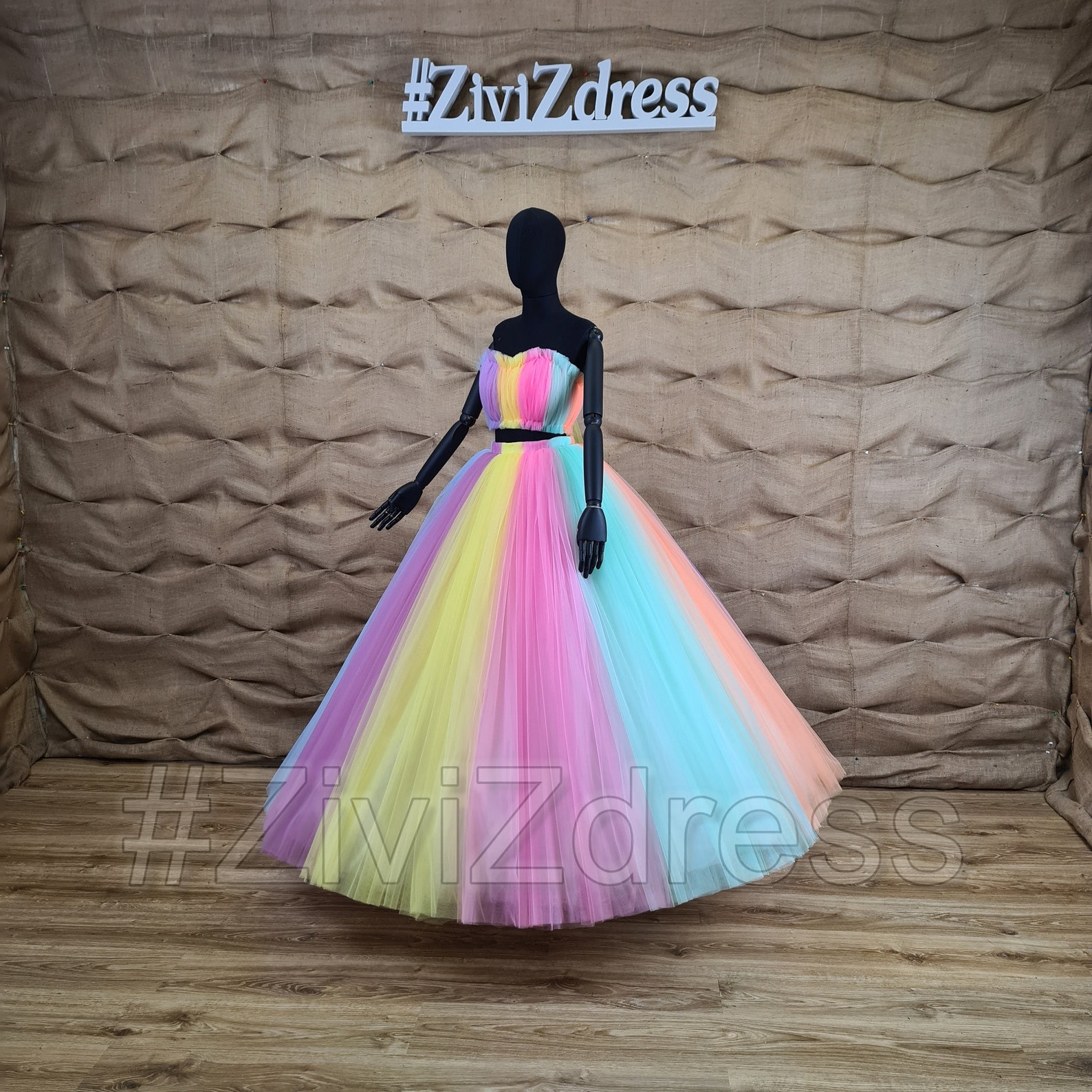Rainbow Wedding Dress Multicolor Bridal Dress Rainbow - Etsy