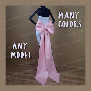 Detachable Satin Dress Bow: Blush Pink, Giant Prom Gown Bow