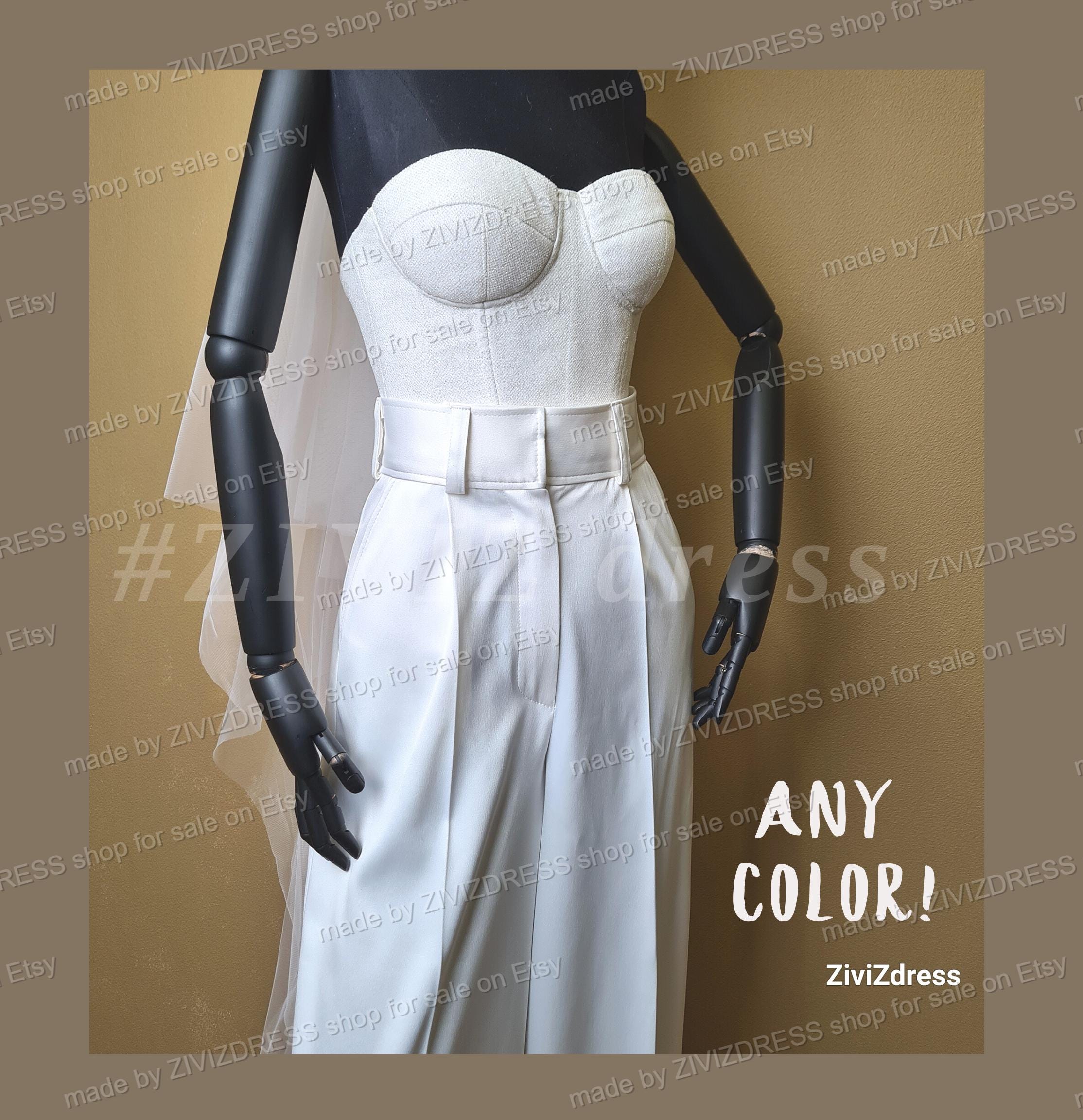 Bridal Satin Palazzo Pants: Beach Wedding Trousers with Pockets