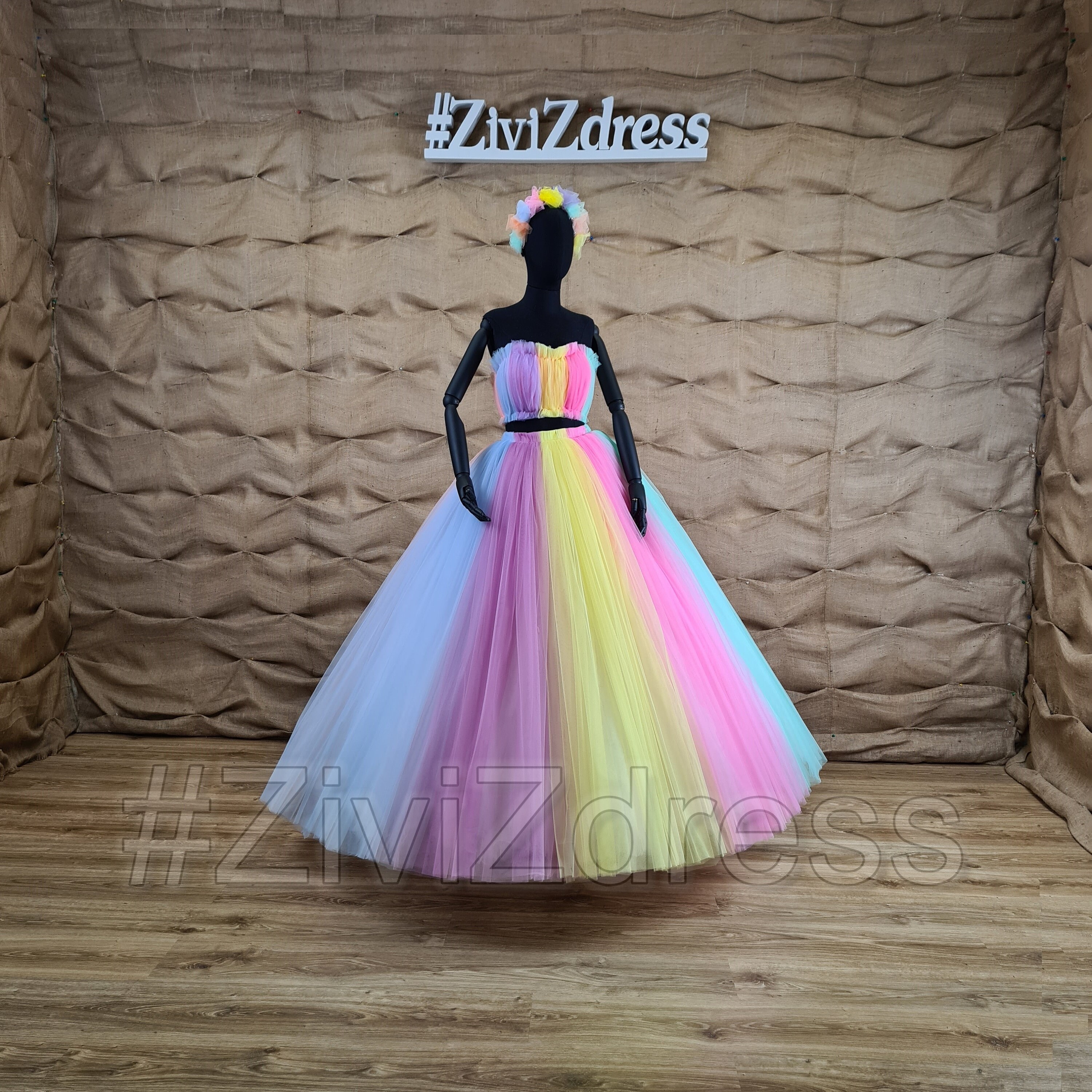 2020 Cute Colorful Women Tulle Robes Rainbow Tulle Dresses Bridal Maternity  Ruffled Tulle Dress Long Sleeve Sheer Party Dress349C