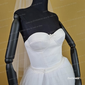 Bridal Satin Corset Bustier Crop Top: Wedding Dress Separates