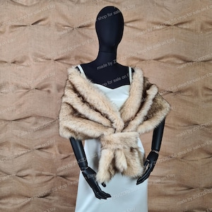 Fur faux fox wrap, Fur faux fox Stole, Fur Bridal Wrap, Brown Wedding Wrap, fur Bolero Bridal Shawl, Fur brown Cape, Fur Shrug, fur stole