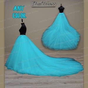 Aqua Blue Tulle Detachable Wedding Skirt: Victorian Bridal Train