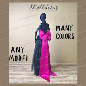 Fuchsia Detachable Satin Bow: Dress or Skirt, 50&quot; Train