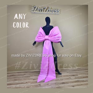 Giant Pink Satin Dress Bow: Detachable Bridal Sash with Long Tails
