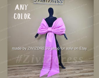 Giant Satin Dress Bow: Detachable Bridal Bow with Long Tails