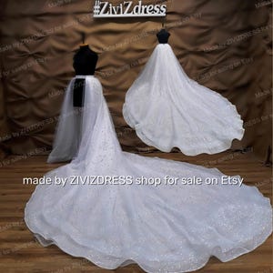 Glitter Wedding Overskirt: Detachable Sparkle Bridal Train
