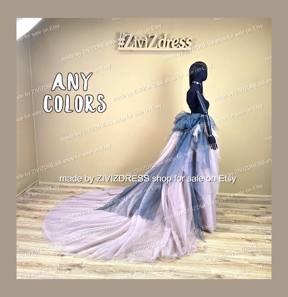 Detachable Tulle Train: Ombre Bridal Overskirt, Wedding Tulle Skirt, Removable Skirts
