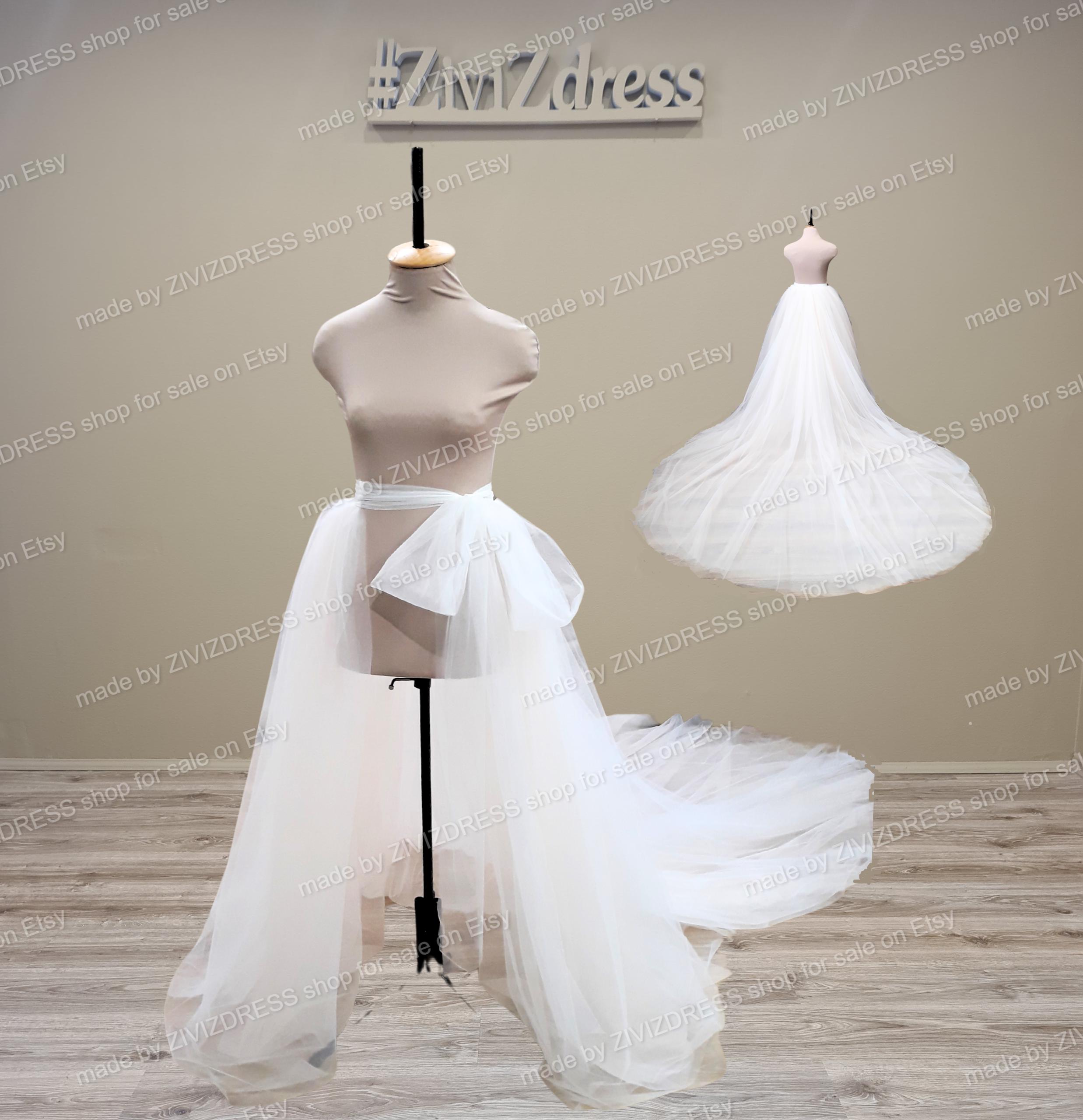 Abto Da Sposa Scvolato N Tulle E Manche Staccabl Con Scollatura - Foto 3