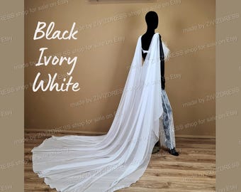 Mantella da sposa in chiffon: ali da sposa staccabili, design fluido