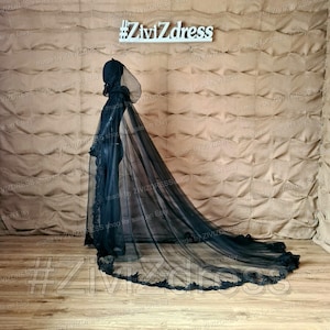 Black Lace Wedding Cape: Gothic Bridal Cover Up
