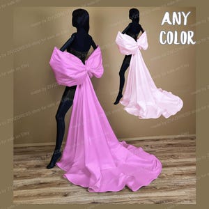 Pink Satin Dress Bow with Detachable Train