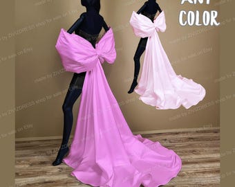 Pink Satin Dress Bow with Detachable Train