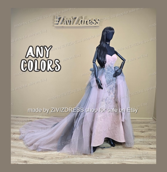 Ombre Tulle Wedding Dress: Fantasy Bridal Gown with Detachable Train