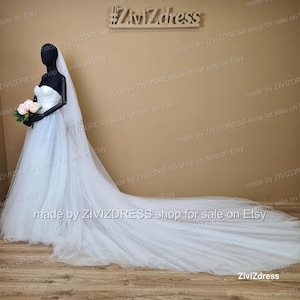 Cathedral Tulle Wedding Overskirt: Detachable Bridal Train