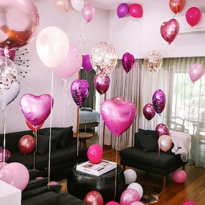 DIY Deluxe Balloon Room Setup | 11" Balloons | Foil Number | Heart Balloon | Valentines Day Balloons | Biodegradable Latex | Proposal