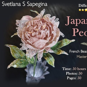 Modello PDF – Masterclass di peonie giapponesi con perline di Svetlana Sapegina – Fai da te – Fiore con perline francesi