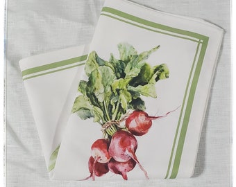 Garden Vegetables/ 100% Cotton Tea Towel/SET of TWO/Large/20"x30"/Hanging Loop