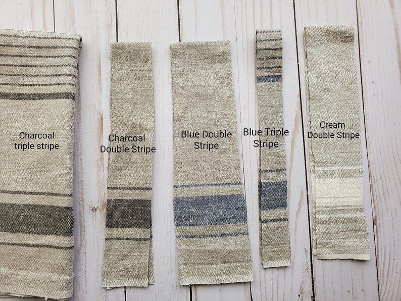 LARGE Rustic French Style Tea Towel/ 100% Linen 18 x 30'' with hanging loop/ Customer Favorite Blue Double