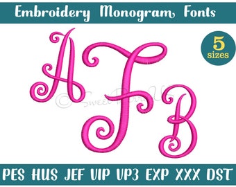 Monogram Embroidery Fonts, Machine embroidery fonts, Wedding Monogram Embroidery , Script monogram embroidery design, INSTANT DOWNLOAD