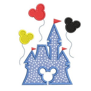 Castle mouse embroidery design , Mouse head embroidery design, Castle applique design , INSTANT DOWNLOAD , 3 sizes