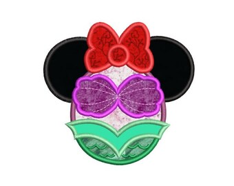 Mermaid applique design , Mermaid embroidery design, Machine embroidery design, 3 sizes , INSTANT DOWNLOAD