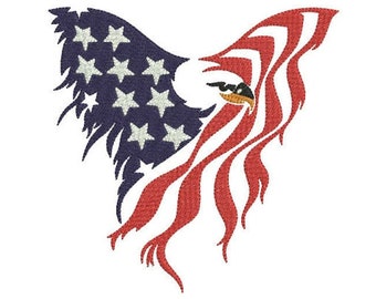 Patriotic embroidery design, 4th of July embroidery, American flag embroidery, Eagle machine embroidery design, INSTANT DOWNLOAD, 3 sizes
