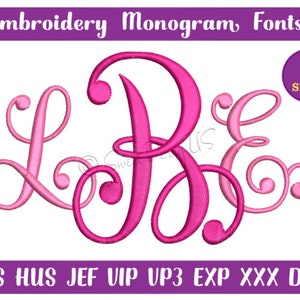 Embroidery Fonts, Monogram Fonts, Machine Embroidery Font, Wedding monogram fonts, Interlocking Monogram Fonts, 5 sizes