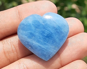 Handmade AAA Aquamarine Heart Cabochon Gemstone, Polished Stone (10x10 to 25x25 mm)