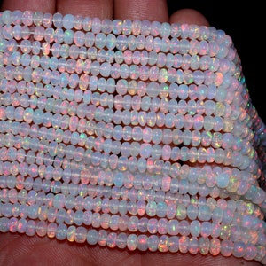 Natural Ethiopian Opal beads necklace ready to wear amazing wallow opal fire beads necklace 3 to 5mm 16 inches,