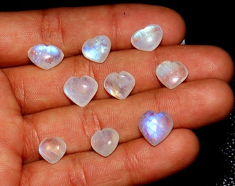 AAA Rainbow Moonstone Heart Briolette, White Gemstone (6x6x3 to 11x10x6 MM)