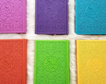 Large Leather Embossed Rainbow Quran 30 Repeating Colours Inside